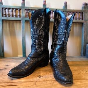 1883 Lucchese Black Ostrich Boots